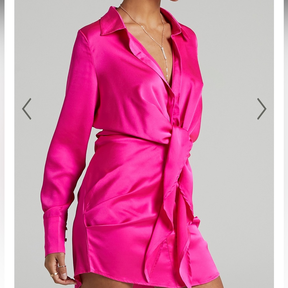 NWT RUNAWAY THE LABEL - RUBY SHIRT DRESS IN FUCHSIA, Size S